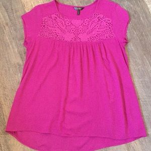 Nicole Miller Crinkle Blouse w/Lace Bodice